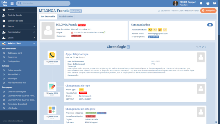 Module Relation Client (CRM)