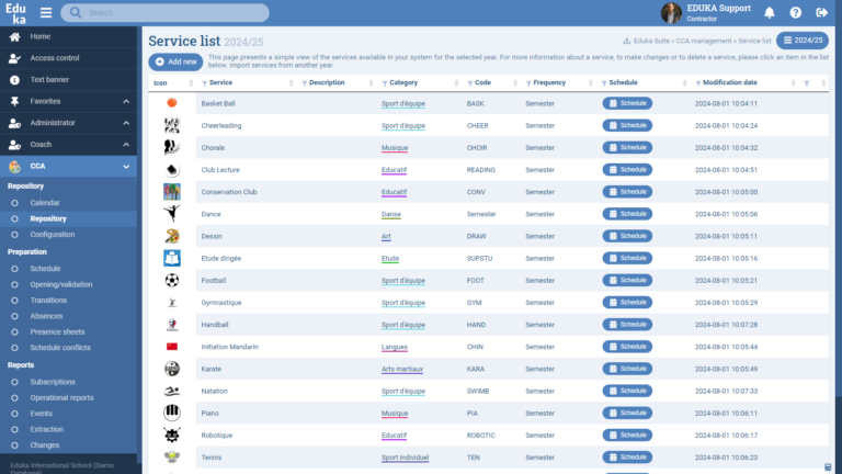 Extra-curricular activities module (ECA)