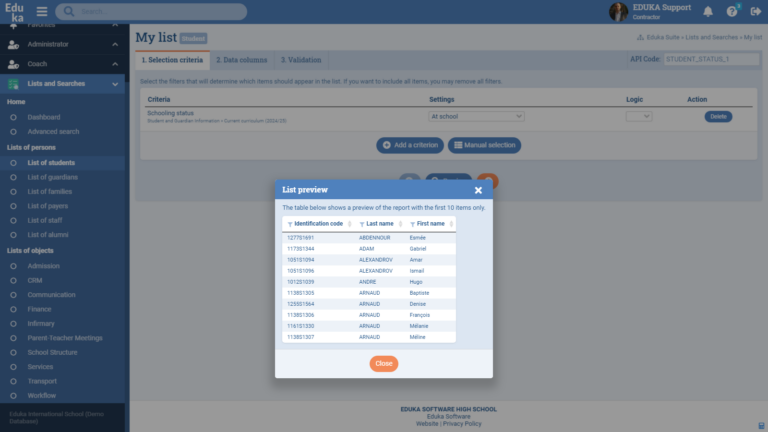 Lists and Searches Module