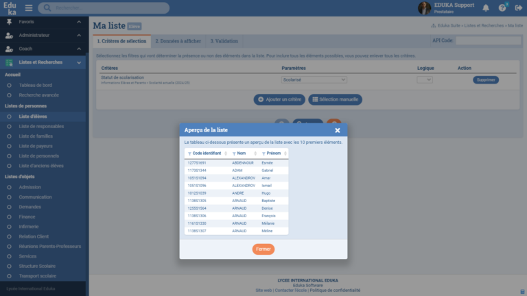 Module Listes et Recherches