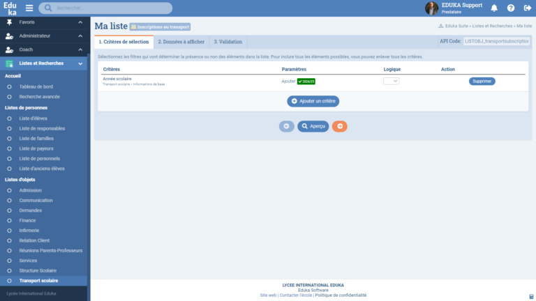 Module Listes et Recherches