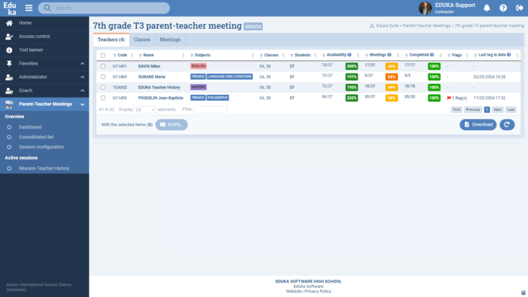 Parent-Teacher Meetings Module