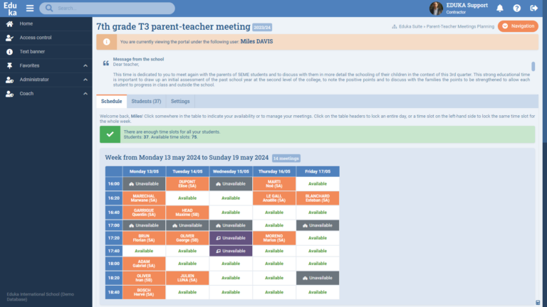 Parent-Teacher Meetings Module