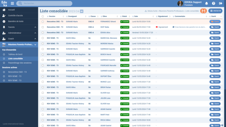 Module Réunions Parents-Professeurs
