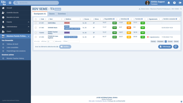 Module Réunions Parents-Professeurs