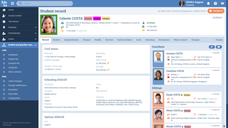 Student and Parent Management Module