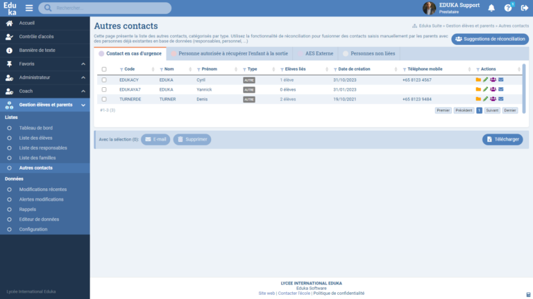 Module Informations Élèves et Parents