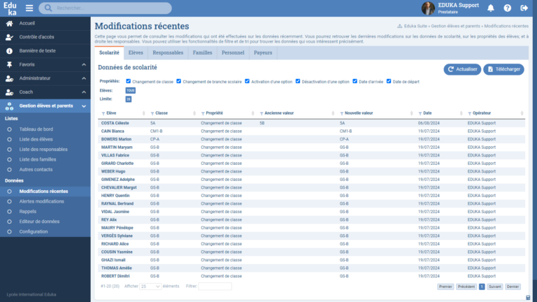 Module Informations Élèves et Parents