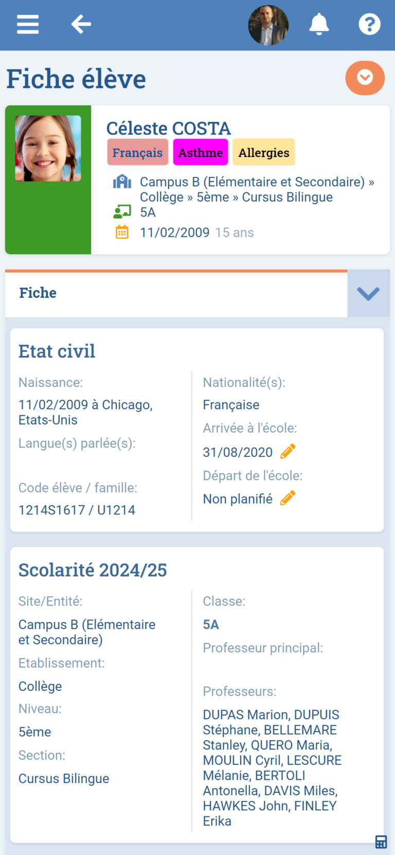 Module Informations Élèves et Parents