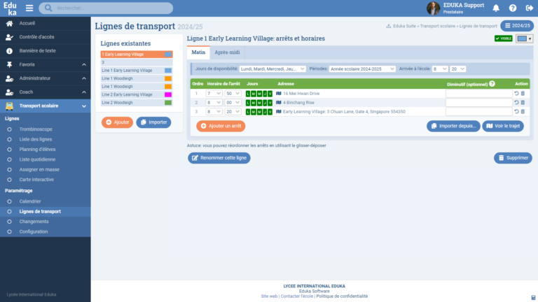 Module Transport Scolaire