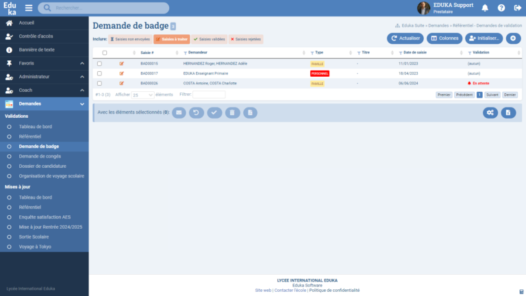 Module Gestion des demandes