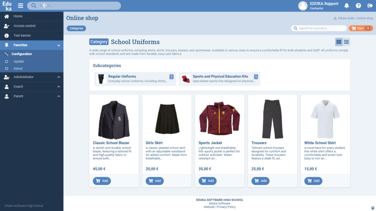 Online Shop module
