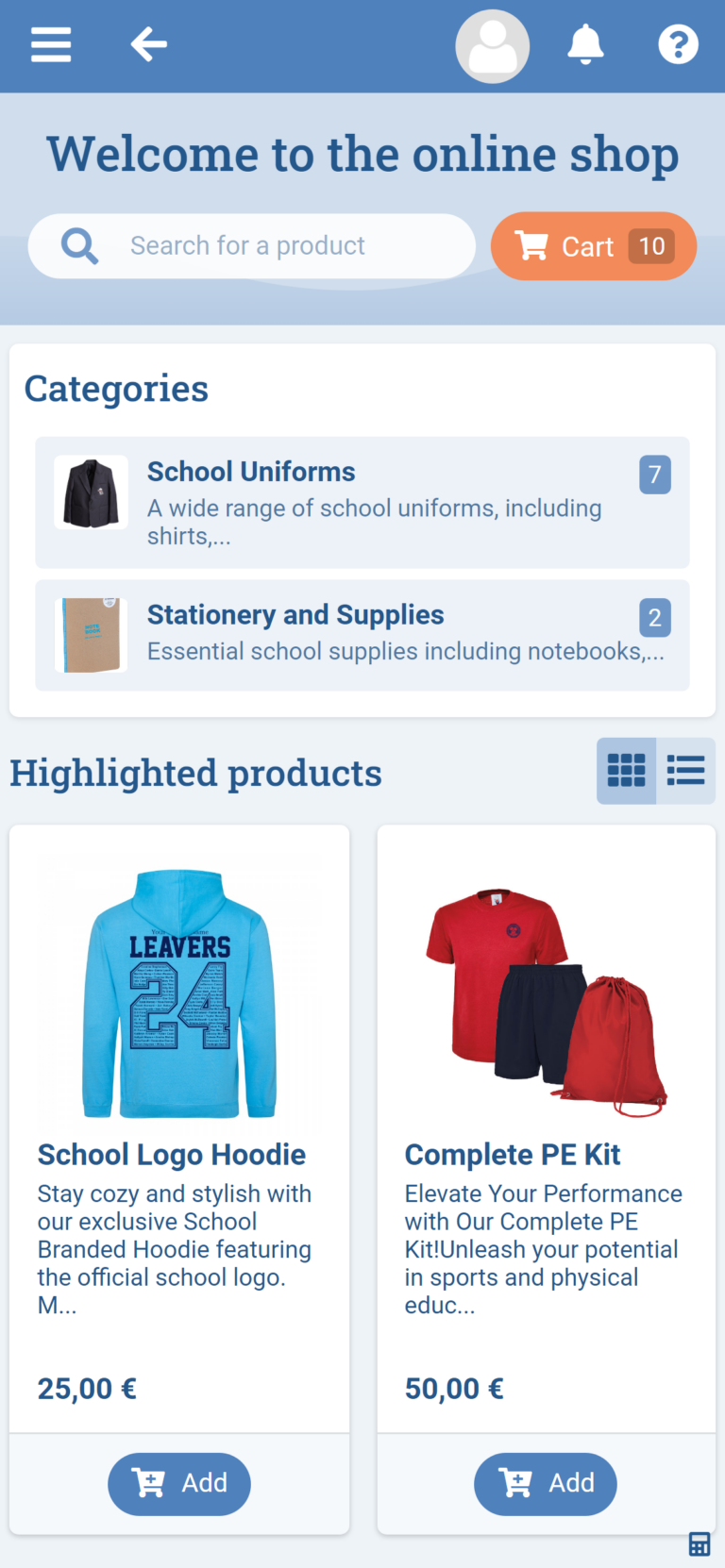 Online Shop module