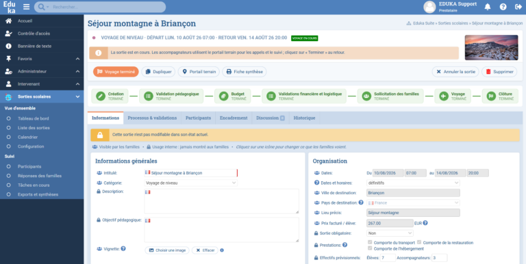 Module Sorties scolaires